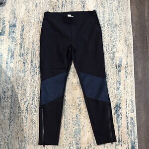 GAP Black Leggings with Navy Accents and Zipper